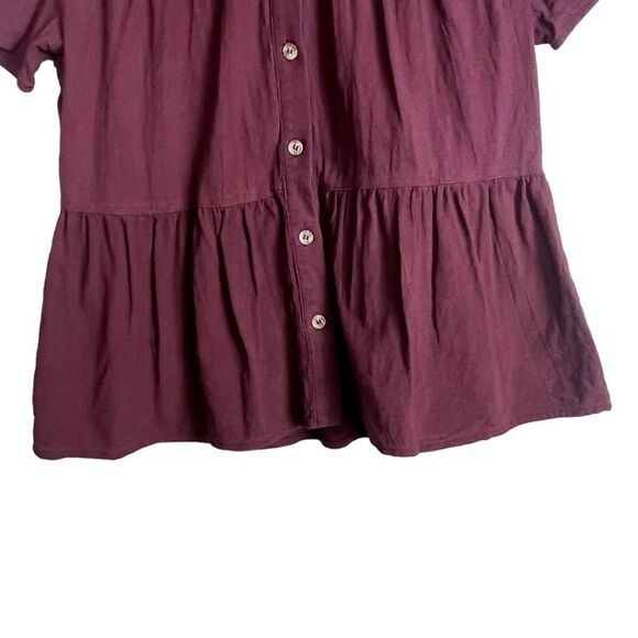 Everly Maroon Button Down Blouse Small - Picture 2 of 5